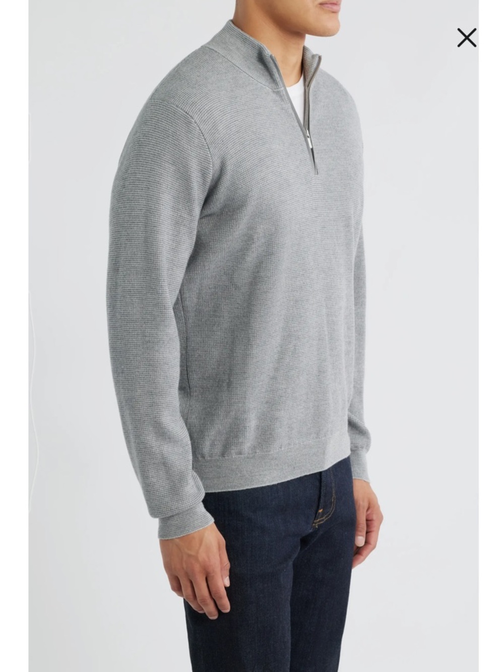 PETER MILLAR Men's Quarter-Zip Sweater in Light Gray!!! XL